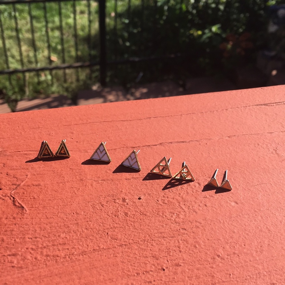 4 pair of triangle earrings